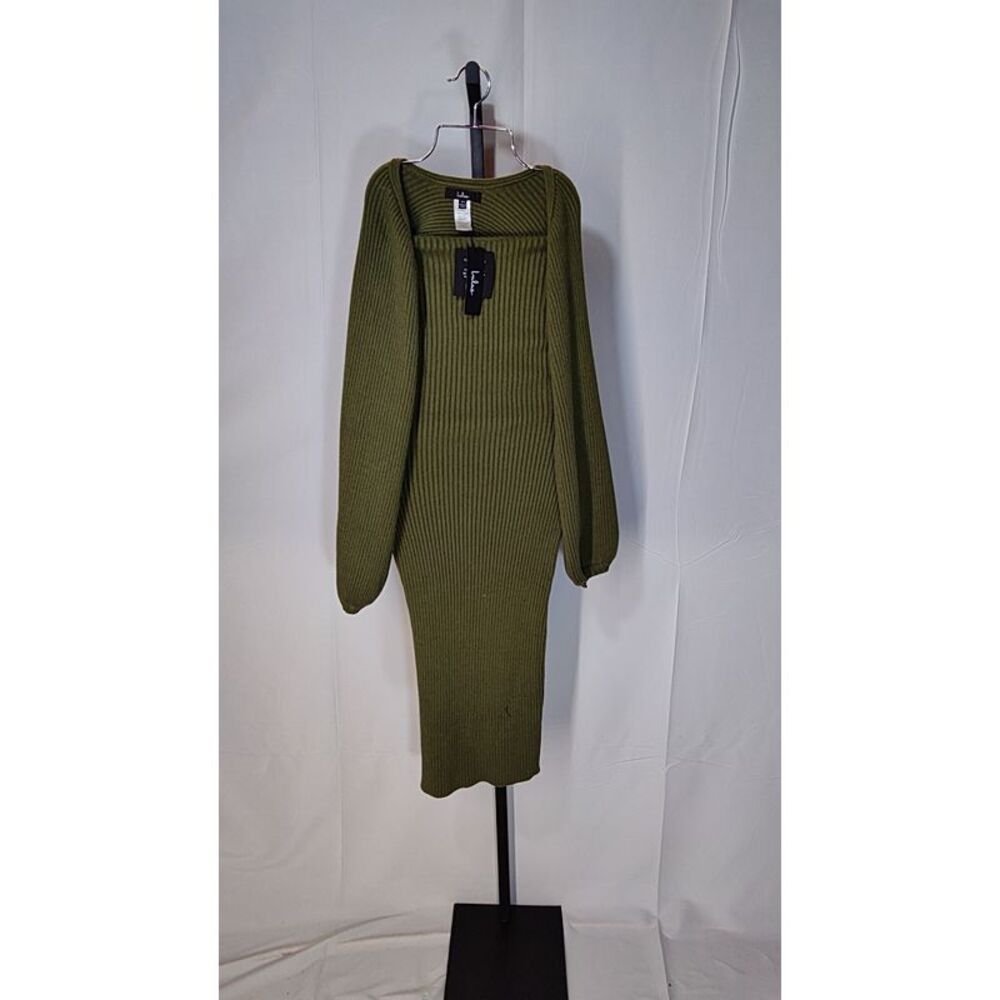 Lulus Women Autumn Aura Ribbed Two-Piece Sweater Dress Green Apparel Sets XS - Picture 2 of 3